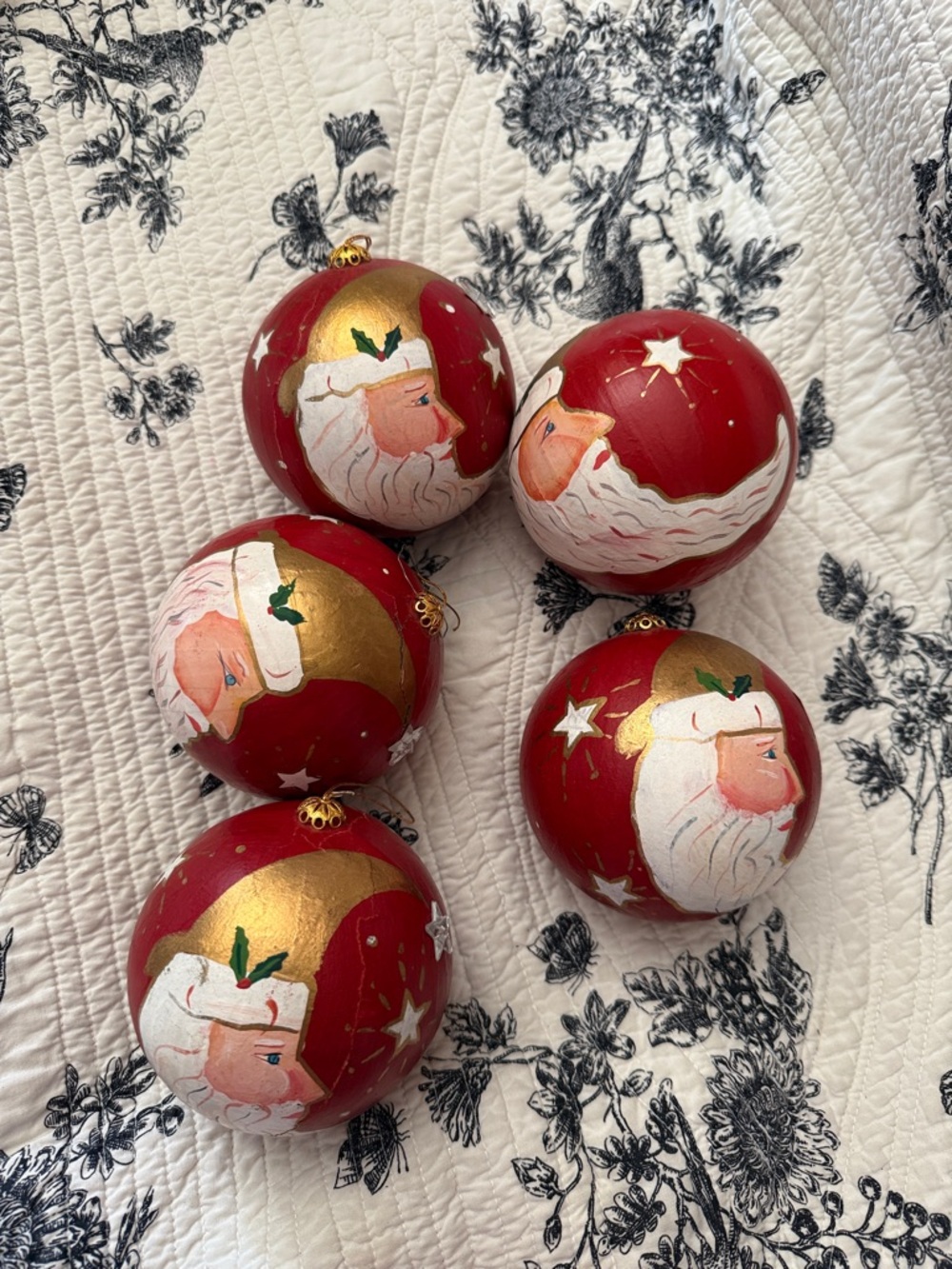 Vintage Moon Santa Christmas ornaments lot 5